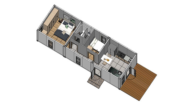 Prefab Holiday Lodge, Model 44