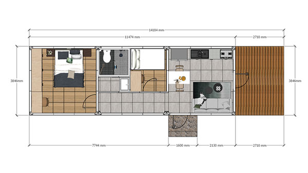 Prefab Holiday Lodge, Model 44